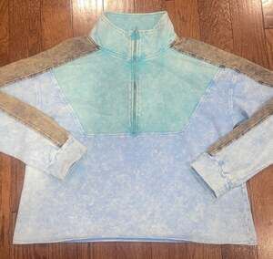 Mystree Washed Thermal Henley Half-Zip Pullover Sz Sm